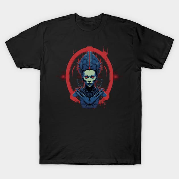 Fierce Sci-Fi Alien Queen of War T-Shirt by AlienQueenApparel